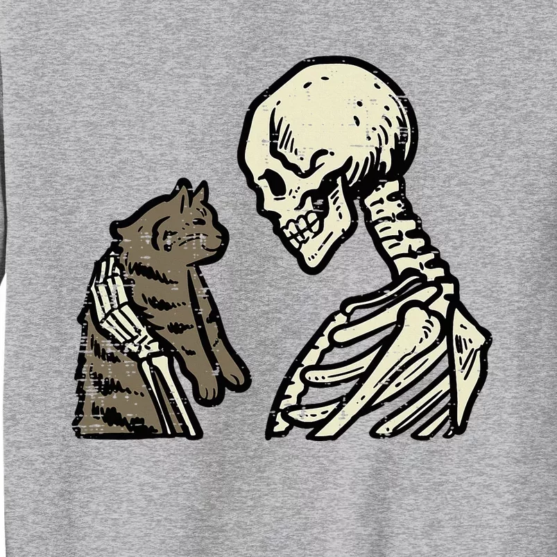 Skeleton Cat Cute Kitten Funny Halloween Tall Sweatshirt