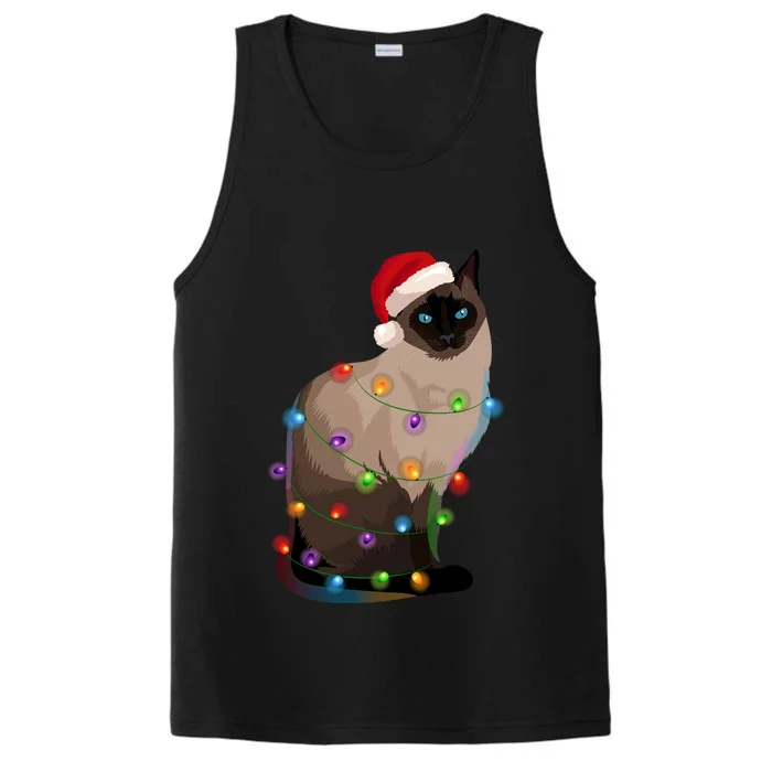 Siamese Cat Christmas Lights Xmas Cat Lover Gift Performance Tank