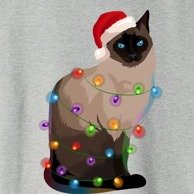 Siamese Cat Christmas Lights Xmas Cat Lover Gift Women's Crop Top Tee