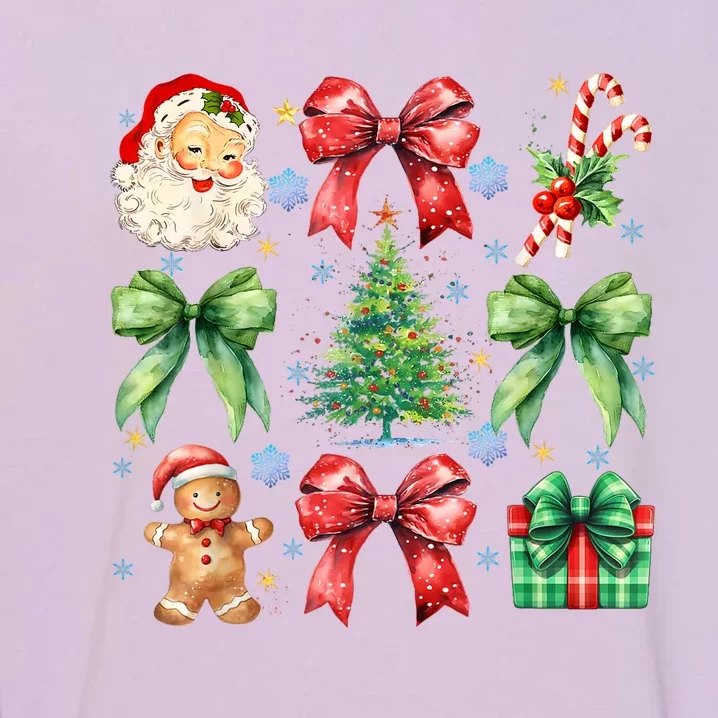 Santa Claus Candy Christmas Tree Coquette Bow Cute Gift Garment-Dyed Sweatshirt