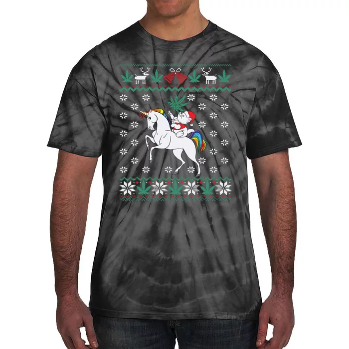 Santa Cat Christmas Unicorn Marijuana Cannabis Gift Tie-Dye T-Shirt