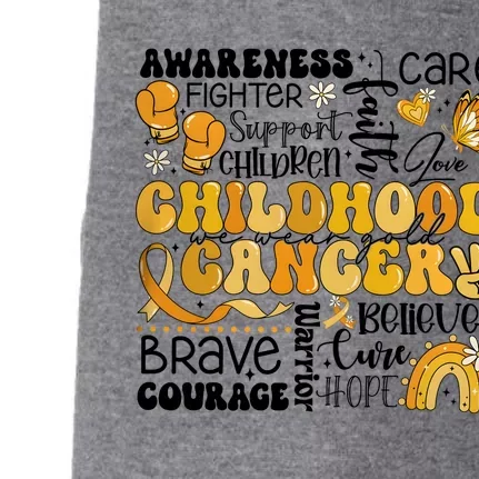 Support Children Childhood Cancer Awareness Doggie 3-End Fleece Hoodie