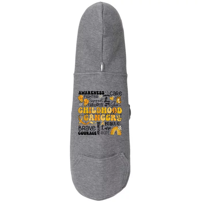 Support Children Childhood Cancer Awareness Doggie 3-End Fleece Hoodie