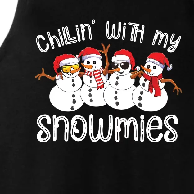 Snowman Christmas Chillin With My Snowmies Ugly Gift Ladies Tri-Blend Wicking Tank