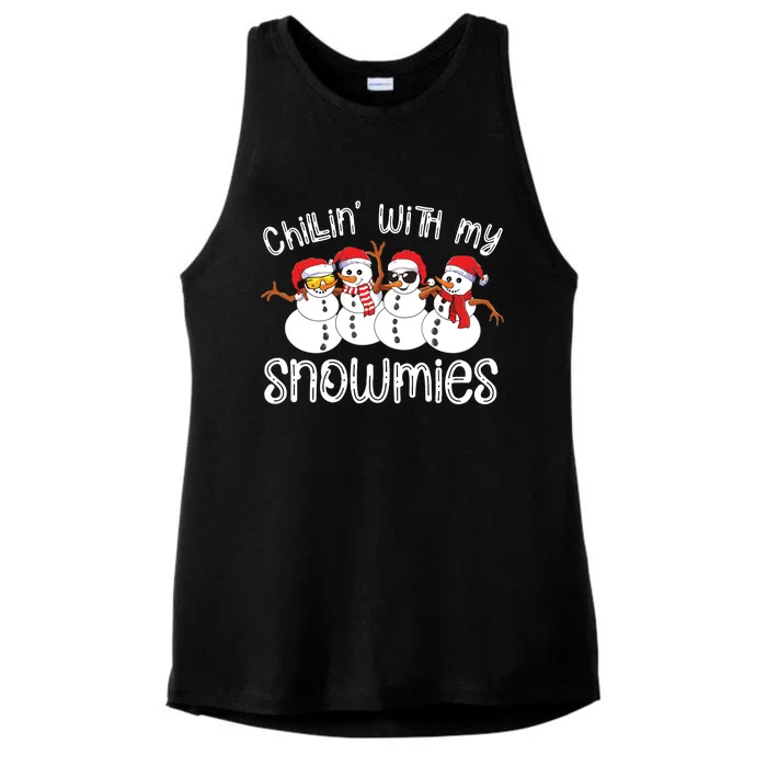 Snowman Christmas Chillin With My Snowmies Ugly Gift Ladies Tri-Blend Wicking Tank