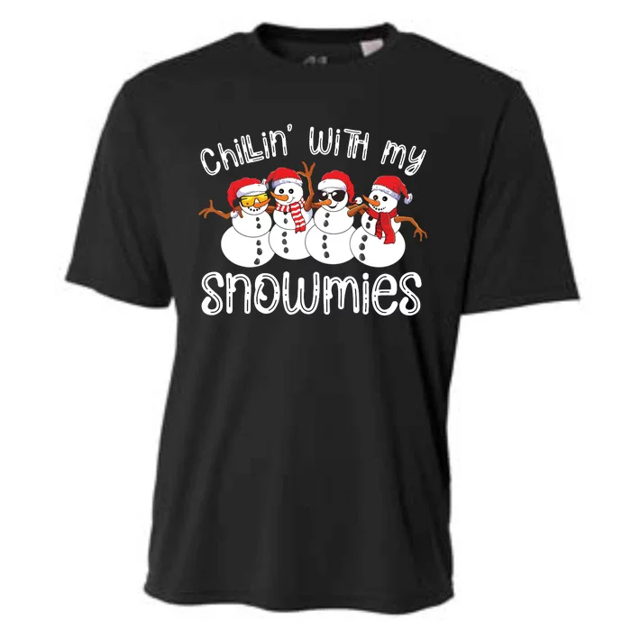 Snowman Christmas Chillin With My Snowmies Ugly Gift Cooling Performance Crew T-Shirt