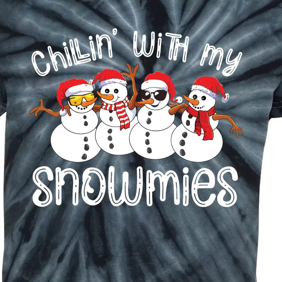 Snowman Christmas Chillin With My Snowmies Ugly Gift Kids Tie-Dye T-Shirt