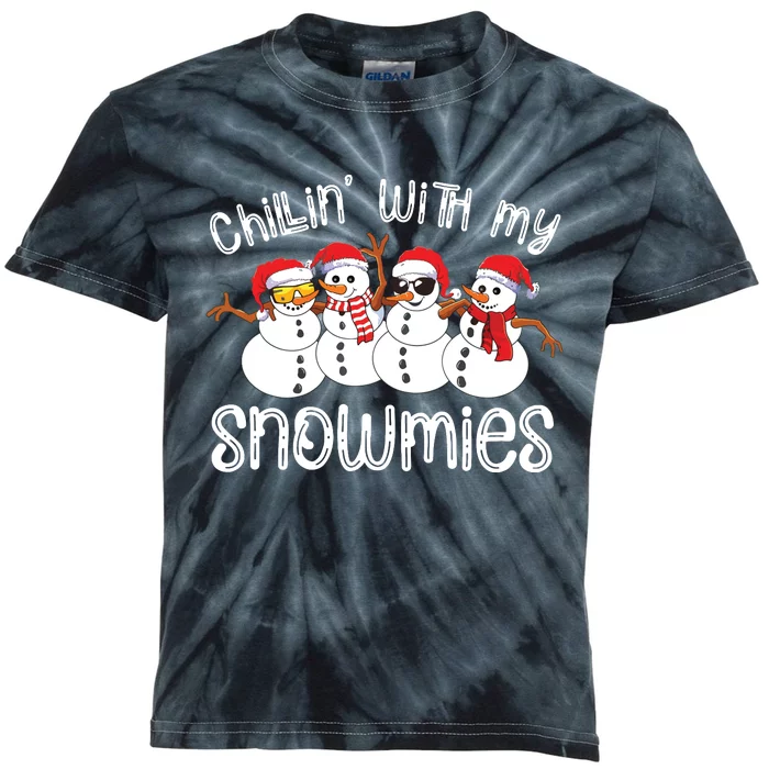 Snowman Christmas Chillin With My Snowmies Ugly Gift Kids Tie-Dye T-Shirt