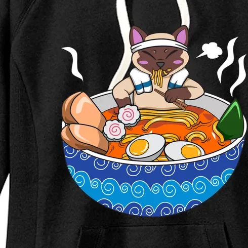 Siamese Cat Chillin Ra Kawaii Japanese Food Otaku Gift Women's Fleece Hoodie