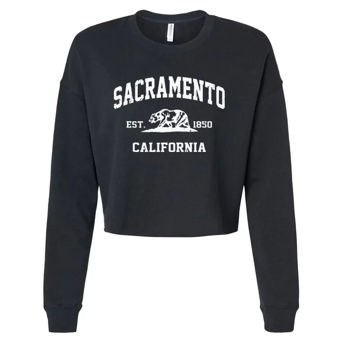 Sacramento California CA Vintage State Athletic Style Cropped Pullover Crew