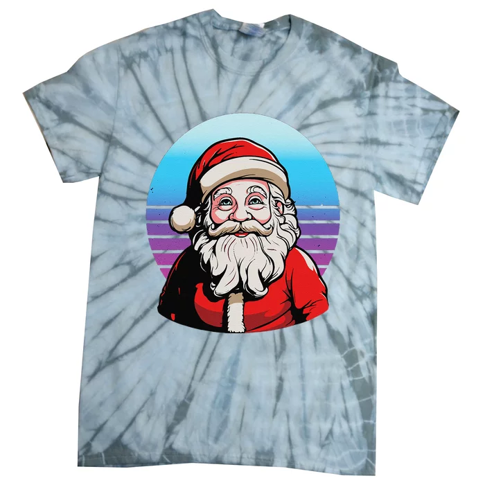 Santa Claus Christmas Red Suit Beard Smile Festive Holiday Tie-Dye T-Shirt