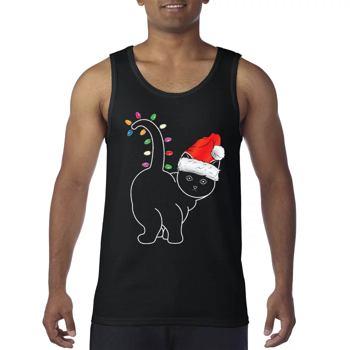 Santa Cat Christmas decoration Funny Xmas Cat Kitten Lover Tank Top