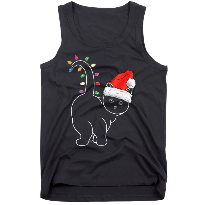 Santa Cat Christmas decoration Funny Xmas Cat Kitten Lover Tank Top