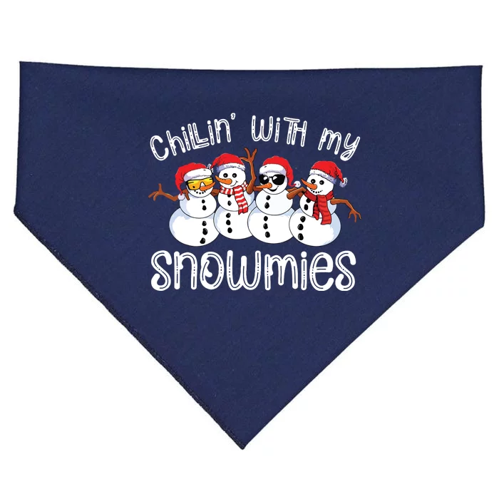 Snowman Christmas Chillin With My Snowmies Ugly Gift USA-Made Doggie Bandana