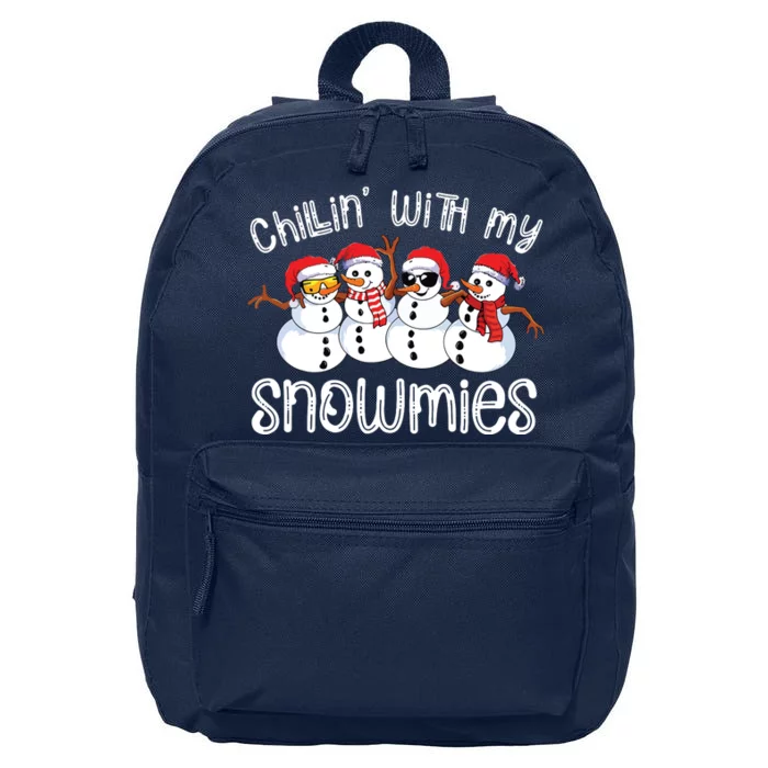 Snowman Christmas Chillin With My Snowmies Ugly Gift 16 in Basic Backpack