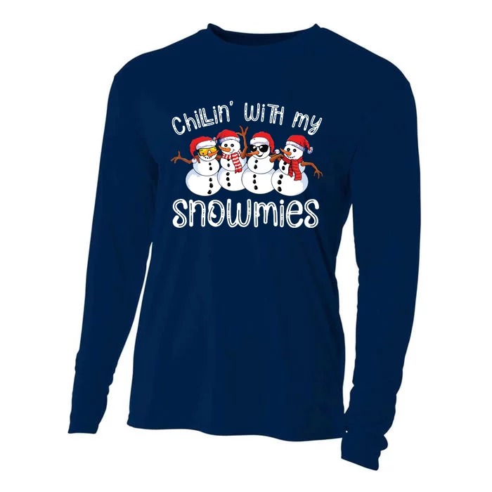 Snowman Christmas Chillin With My Snowmies Ugly Gift Cooling Performance Long Sleeve Crew