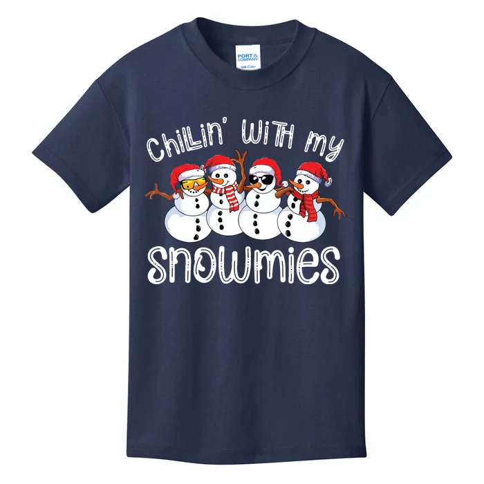 Snowman Christmas Chillin With My Snowmies Ugly Gift Kids T-Shirt