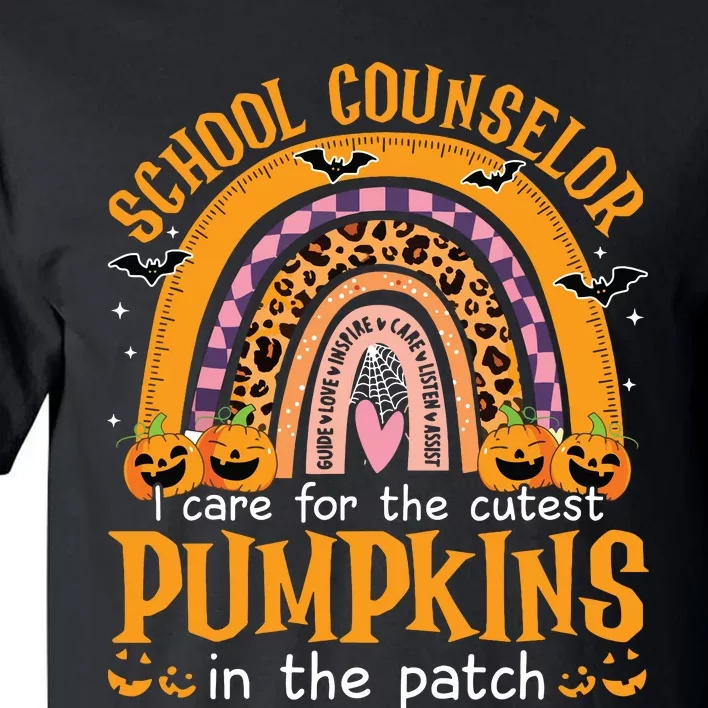 School Counselor Cutest Pumpkin Leopard Rainbow Halloween Tall T-Shirt