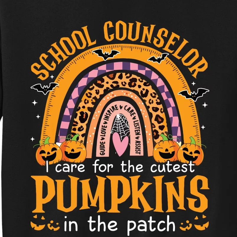 School Counselor Cutest Pumpkin Leopard Rainbow Halloween Tall Sweatshirt