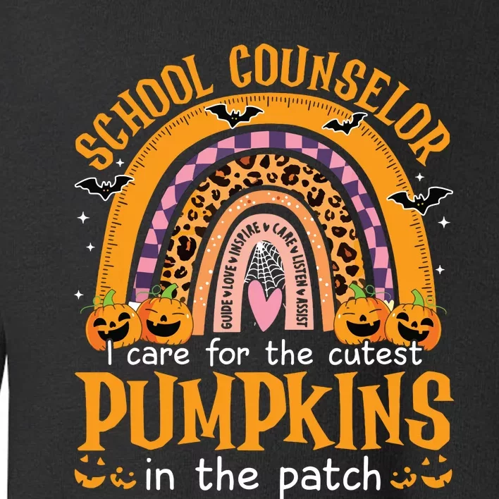 School Counselor Cutest Pumpkin Leopard Rainbow Halloween Toddler Sweatshirt