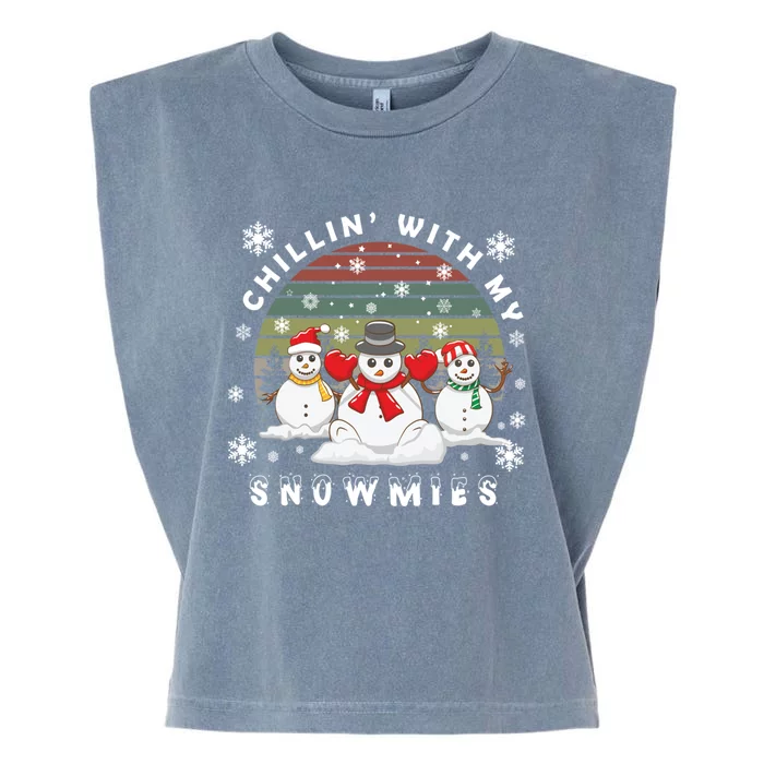 Snow Christmas Chillin With My Snowmies Gift Garment-Dyed Women's Muscle Tee