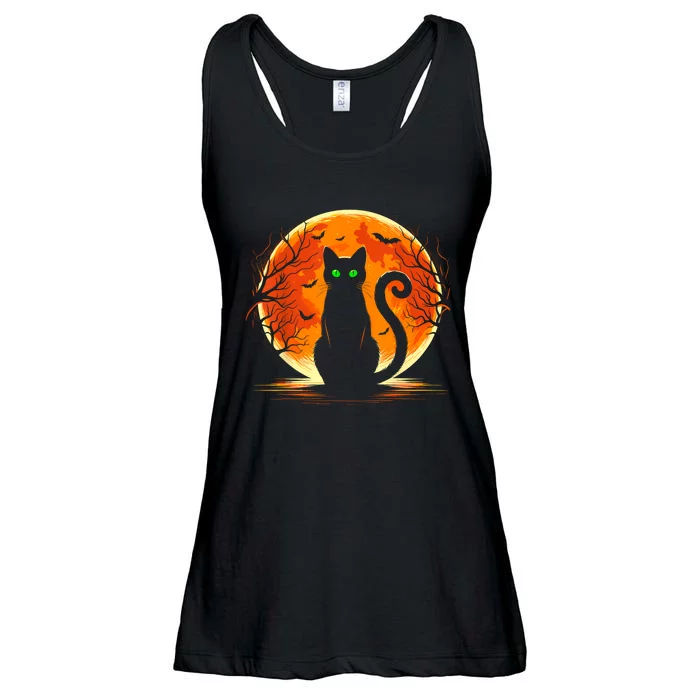 Scary Cat Costume Retro Moon Cat Ladies Essential Flowy Tank