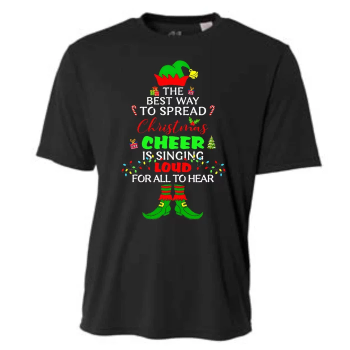 Spread Christmas Cheer Is Singing Loud Xmas Elf Pajama Cooling Performance Crew T-Shirt