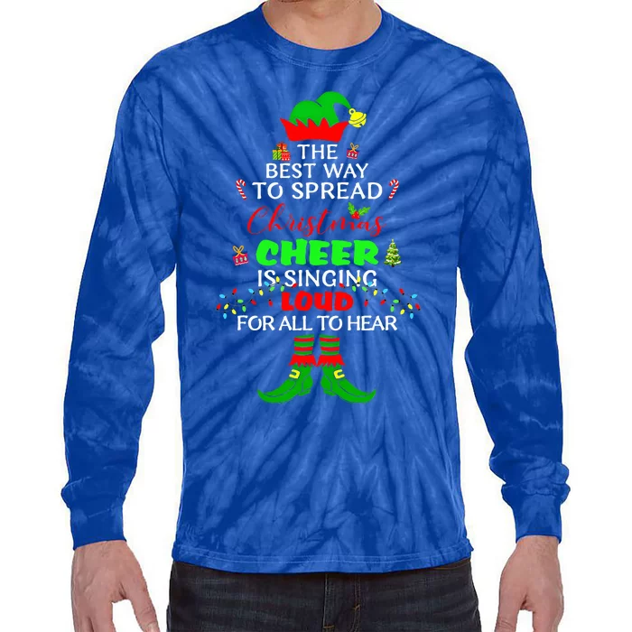 Spread Christmas Cheer Is Singing Loud Xmas Elf Pajama Tie-Dye Long Sleeve Shirt