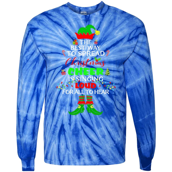 Spread Christmas Cheer Is Singing Loud Xmas Elf Pajama Tie-Dye Long Sleeve Shirt