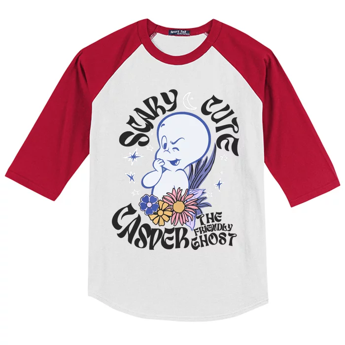 Scary Cure Casper The Friendly Ghost Kids Colorblock Raglan Jersey