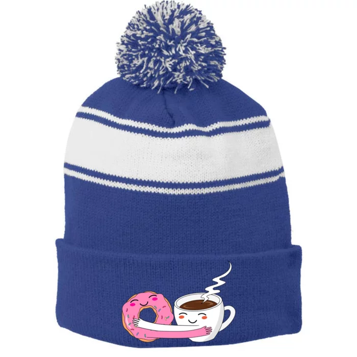 Super Cute Coffee And Donut Valentines Day Gift Stripe Pom Pom Beanie