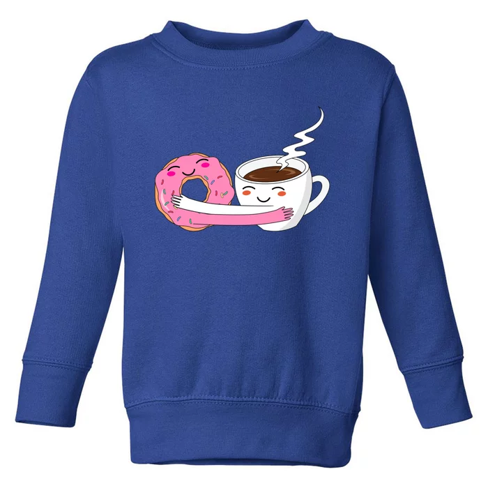 Super Cute Coffee And Donut Valentines Day Gift Toddler Sweatshirt