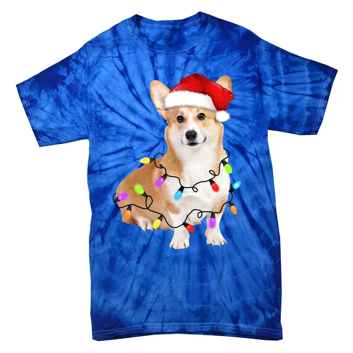 Santa Corgi Christmas Tree Lights Xmas Holiday Corgi Lover Meaningful Gift Tie-Dye T-Shirt