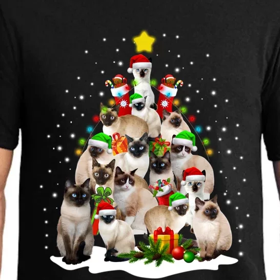 Siamese Cats Christmas Tree Santa Kitten Cute Cat Siamese Gift Pajama Set