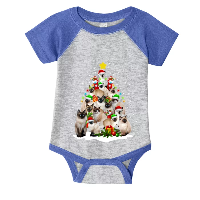 Siamese Cats Christmas Tree Santa Kitten Cute Cat Siamese Gift Infant Baby Jersey Bodysuit