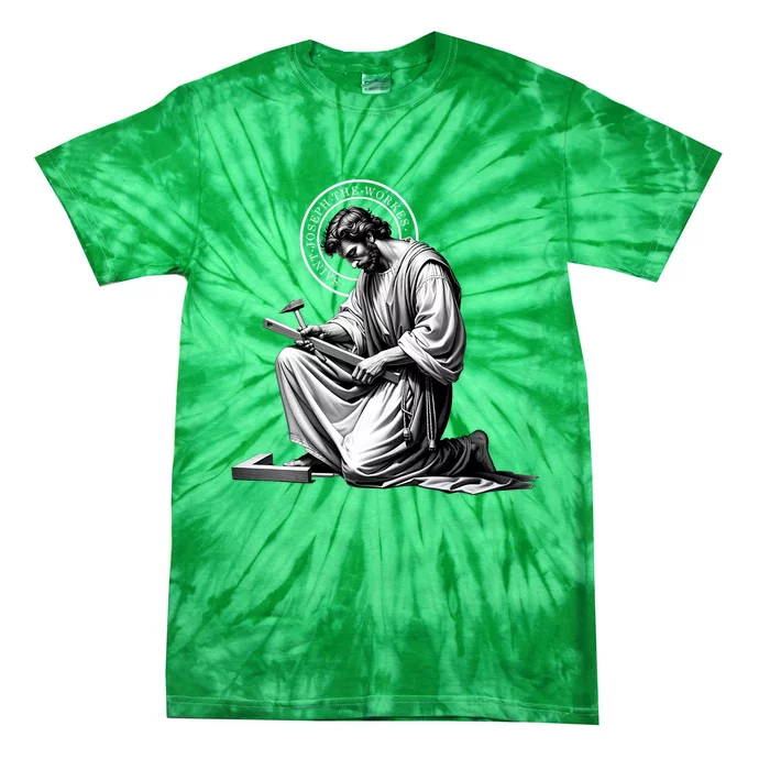 Saint Catholic Church St. Joseph The Worker Jesus Father Tie-Dye T-Shirt