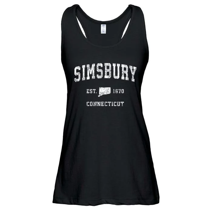 Simsbury Connecticut Ct Vintage Athletic Sports Ladies Essential Flowy Tank