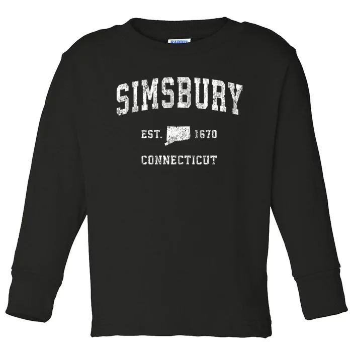 Simsbury Connecticut Ct Vintage Athletic Sports Toddler Long Sleeve Shirt