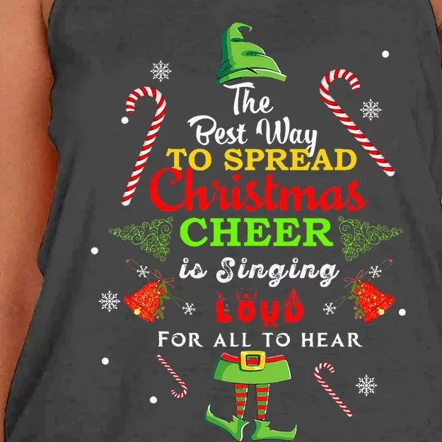 Spread Christmas Cheer Is Singing Loud Xmas Elf Pajama Women's Knotted Racerback Tank