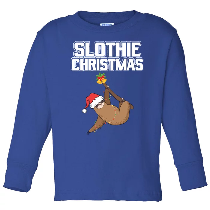 Slothie Christmas Cute Sloth Lover Merry Slothmas Xmas Gift Toddler Long Sleeve Shirt