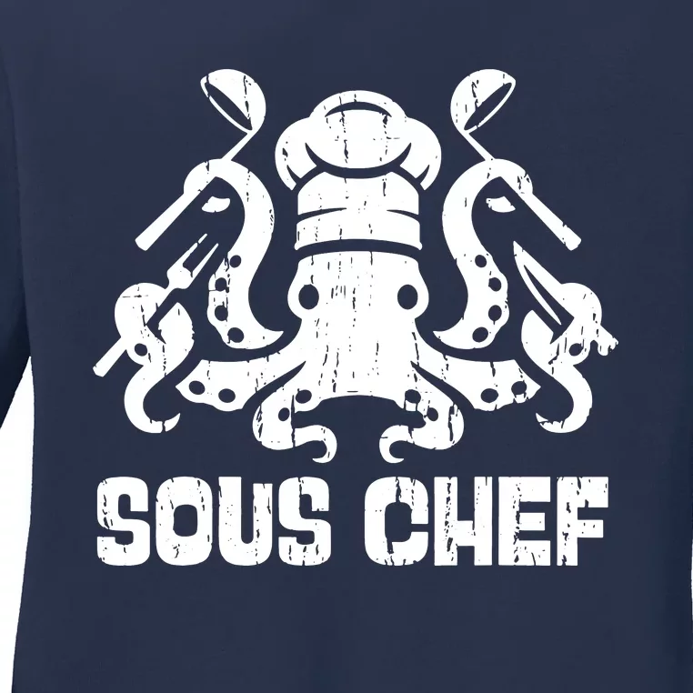 Sous Chef Culinary Octopus Kitchen Ladies Long Sleeve Shirt