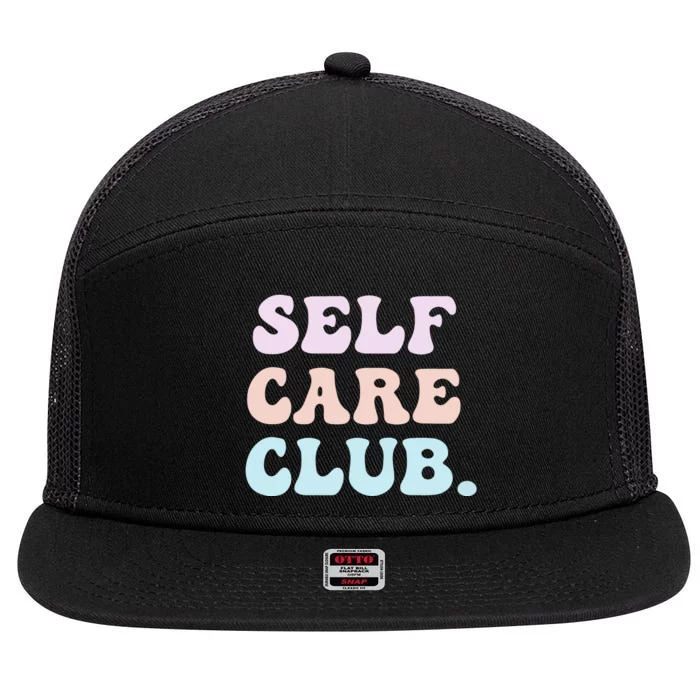 Self Care Club Mental Health Pastel Bubble Positive Cute Hoodie 7 Panel Mesh Trucker Snapback Hat