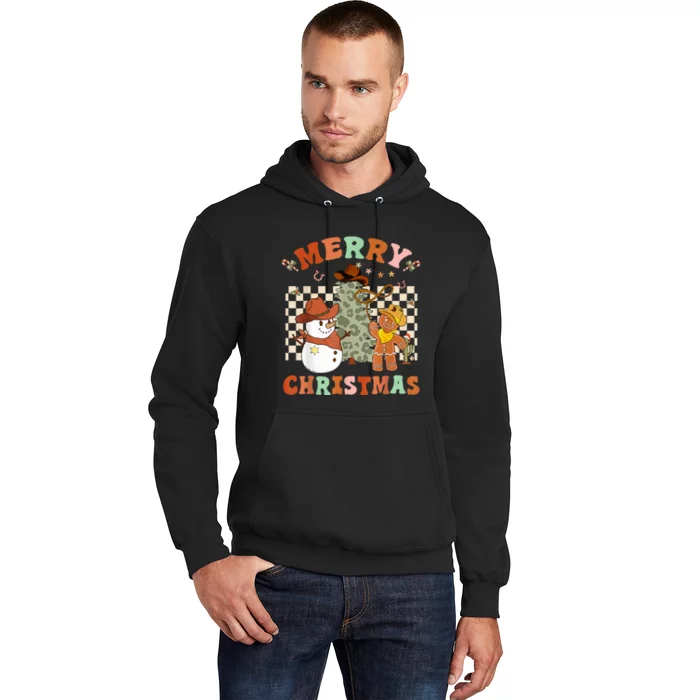 Santa Claus Cowboy Hat Merry Christmas Y'all Western Retro Hoodie