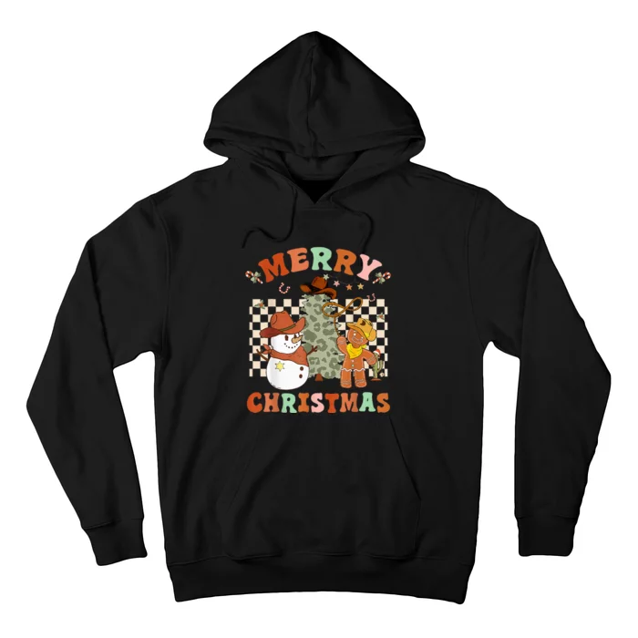 Santa Claus Cowboy Hat Merry Christmas Y'all Western Retro Hoodie