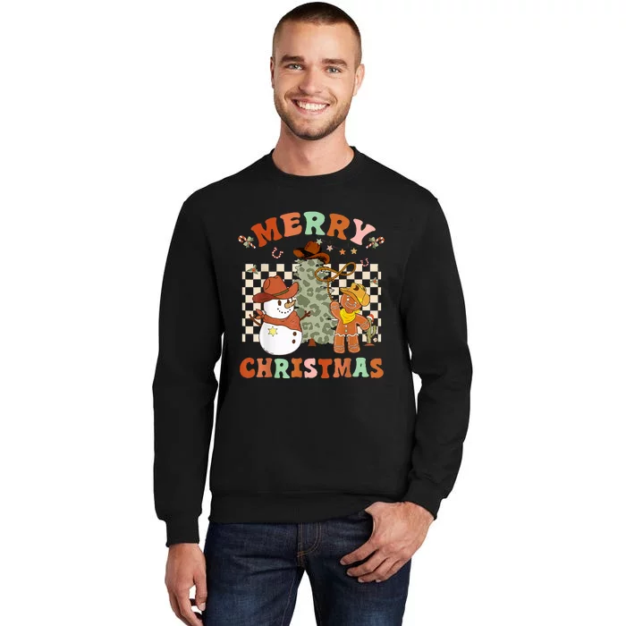 Santa Claus Cowboy Hat Merry Christmas Y'all Western Retro Sweatshirt