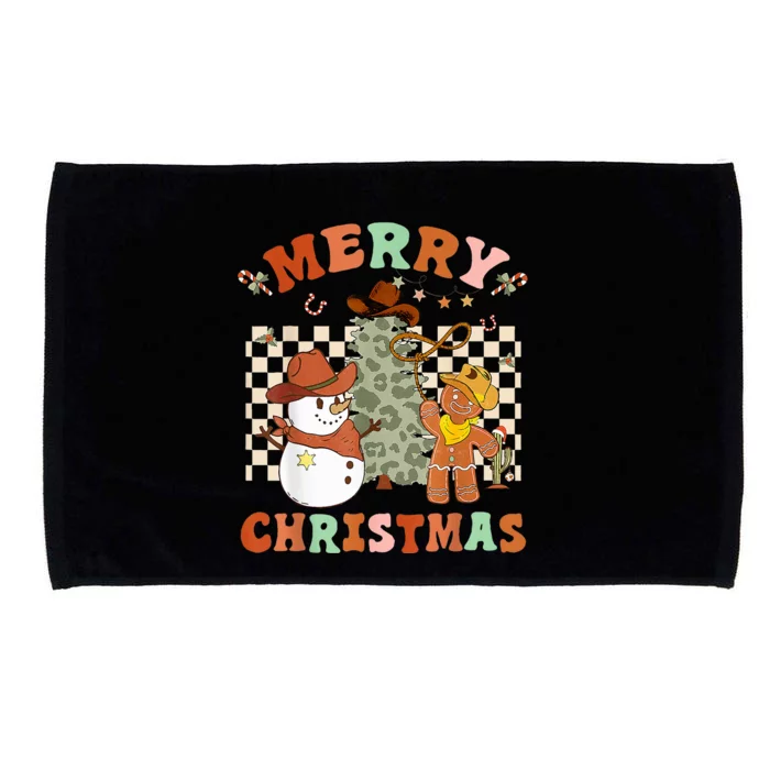 Santa Claus Cowboy Hat Merry Christmas Y'all Western Retro Microfiber Hand Towel