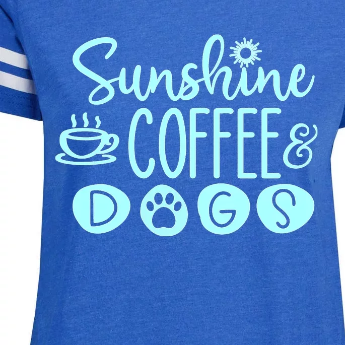 Sunshine Coffee & Dogs Cute For Dog Lovers Enza Ladies Jersey Football T-Shirt