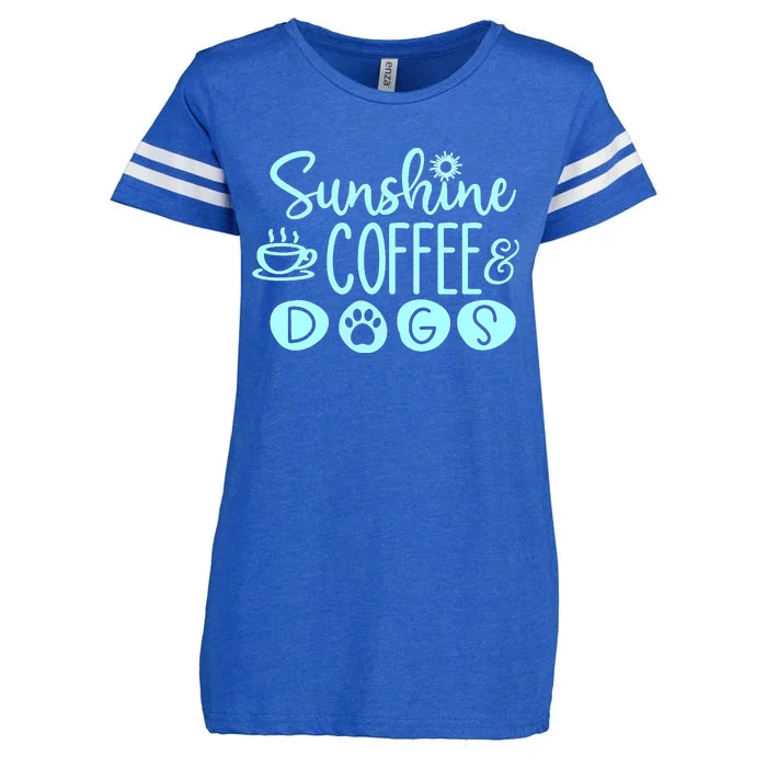 Sunshine Coffee & Dogs Cute For Dog Lovers Enza Ladies Jersey Football T-Shirt