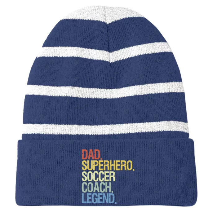 Soccer Coach Dad Striped Beanie with Solid Band