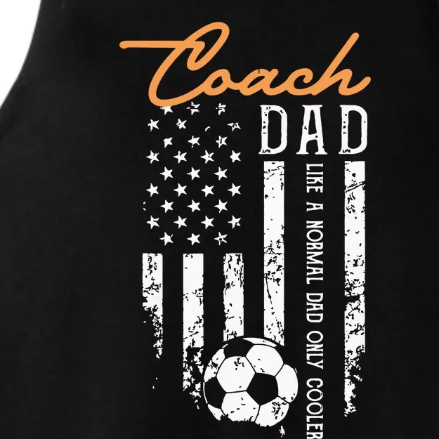 Soccer Coach Dad Like A Normal Dad Only Cooler USA Flag Ladies Tri-Blend Wicking Tank